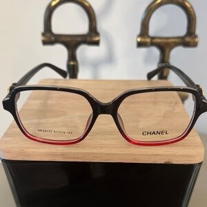 CHANEL Black and Red Gradient Eyeglasses